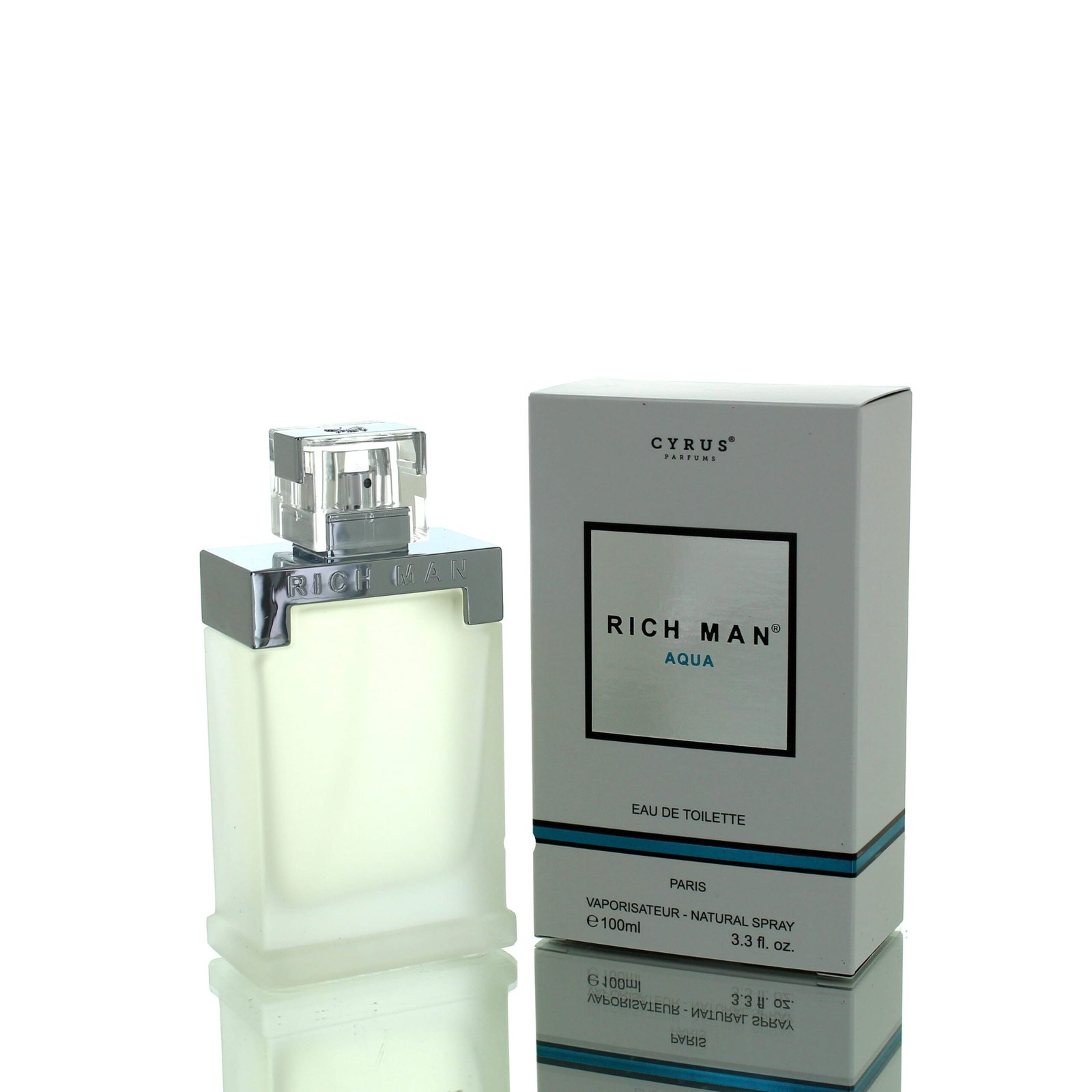 Paris Bleu Parfums Rich Man Aqua Eau de Toilette (EDT) for Men, 100ml - Boxed
